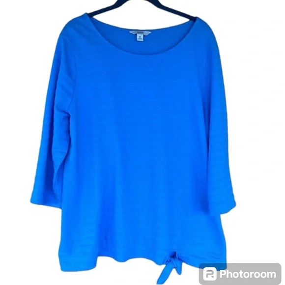 Croft & Barrow plus size XXL textured top with tie bottom. Gently used condition - Picture 4 of 10